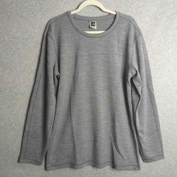 The North Face Men Merino Wool Long Sleeve Crew Neck Shirt Gray Large Sweatshirt - Picture 1 of 8